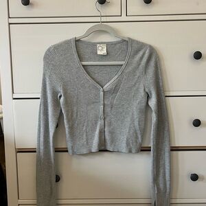 Aerie Ribbed Button-Up Top